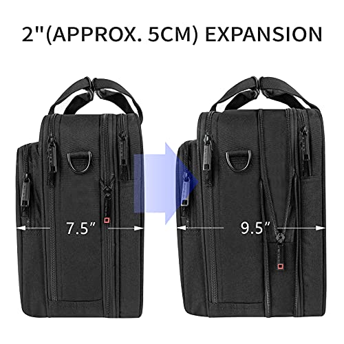 EMPSIGN Laptop Case Briefcase, 17.3 Inch Laptop Bag Expandable Messenger Bag for Men & Women Water Repellent, RFID Blocking Shoulder Bag Canvas Bag for Work, Business Travel -Black