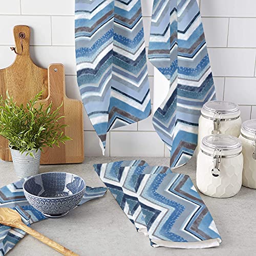 Big buy store Zig Zag Chevron Geometric Lines Kitchen Dish Towels, Soft Lightweight Microfiber Absorbent Hand Towel Northern Europe Blue Tea Towel for Kitchen Bathroom 18x28in