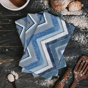 Big buy store Zig Zag Chevron Geometric Lines Kitchen Dish Towels, Soft Lightweight Microfiber Absorbent Hand Towel Northern Europe Blue Tea Towel for Kitchen Bathroom 18x28in