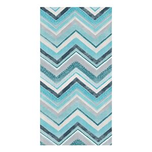 big buy store zig zag chevron wave stripe kitchen dish towels, soft lightweight microfiber absorbent hand towel turquoise nordic style tea towel for kitchen bathroom 18x28in