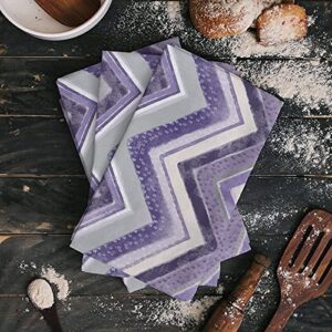 Big buy store Geometry Stripe Chevron Zig Zag Kitchen Dish Towels, Soft Lightweight Microfiber Absorbent Hand Towel Purple Nordic Design Tea Towel for Kitchen Bathroom 18x28in