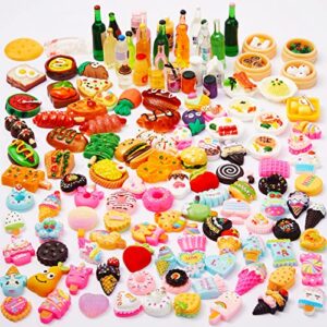 150 pieces miniature food dollhouse miniature food drink bottle toy assorted pretend foods dollhouse accessories mixed resin kitchen food toy hamburger cake ice cream pizza bread for adults teenagers