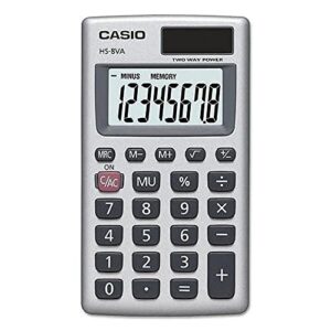 casio hs-8va-wk-up 8-digit pocket calculator, silver