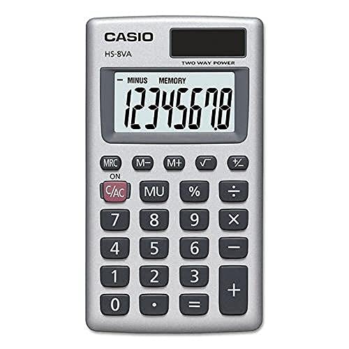 Casio HS-8VA-WK-UP 8-Digit Pocket Calculator, Silver