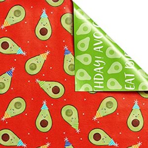 American Greetings Reversible All Occasion and Birthday Wrapping Paper, Punny Food (3 Rolls, 120 sq. ft.)