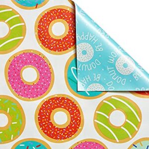 American Greetings Reversible All Occasion and Birthday Wrapping Paper, Punny Food (3 Rolls, 120 sq. ft.)