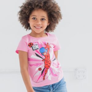 Miraculous Ladybug Cat Noir Rena Rouge Big Girls 3 Pack Graphic T-Shirts Black/Pink/Red 10-12