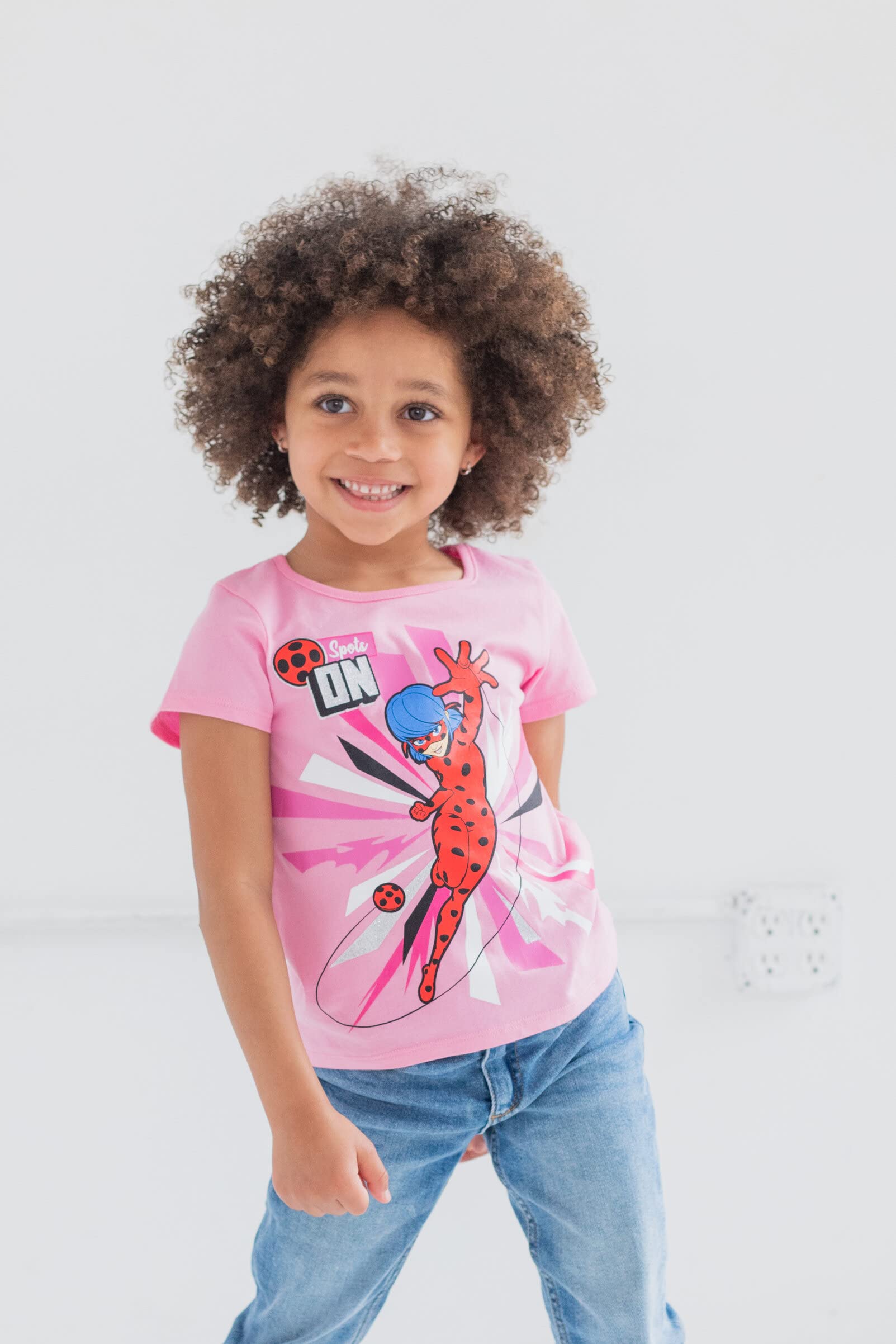 Miraculous Ladybug Cat Noir Rena Rouge Big Girls 3 Pack Graphic T-Shirts Black/Pink/Red 10-12