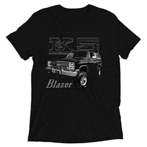 retro chevy k5 blazer black vintage style tri-blend short sleeve t-shirt