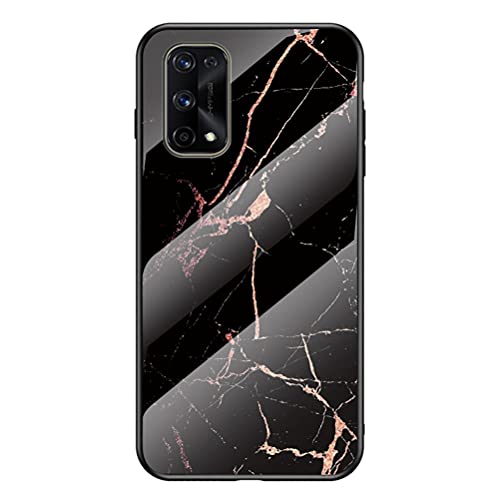 Grandcaser Case for Realme 7 Pro Ultra-Thin TPU Bumper Marble Polished Granite Pattern Glass Case Never Fade Protective Cover for Realme 7 Pro 6.4" -Gold Silk