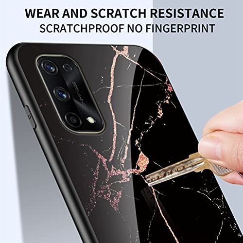 Grandcaser Case for Realme 7 Pro Ultra-Thin TPU Bumper Marble Polished Granite Pattern Glass Case Never Fade Protective Cover for Realme 7 Pro 6.4" -Gold Silk