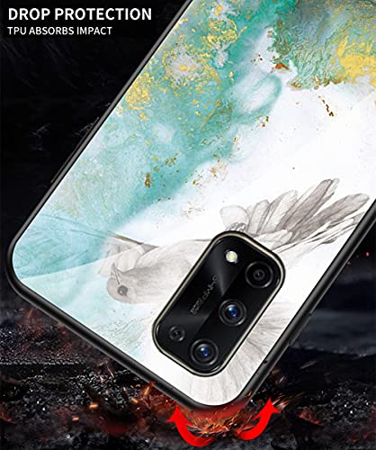 Grandcaser Case for Realme 7 Pro Ultra-Thin TPU Bumper Marble Polished Granite Pattern Glass Case Never Fade Protective Cover for Realme 7 Pro 6.4" -Gold Silk