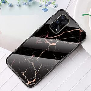 Grandcaser Case for Realme 7 Pro Ultra-Thin TPU Bumper Marble Polished Granite Pattern Glass Case Never Fade Protective Cover for Realme 7 Pro 6.4" -Gold Silk