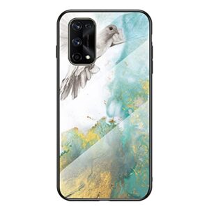 grandcaser case for realme 7 pro ultra-thin tpu bumper marble polished granite pattern glass case never fade protective cover for realme 7 pro 6.4" -flying pigeon