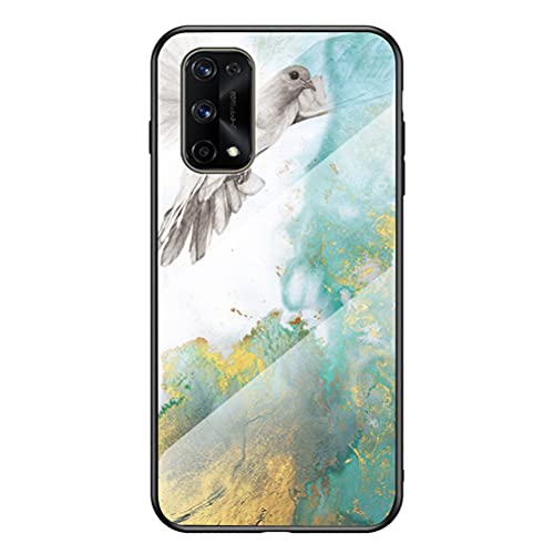 Grandcaser Case for Realme 7 Pro Ultra-Thin TPU Bumper Marble Polished Granite Pattern Glass Case Never Fade Protective Cover for Realme 7 Pro 6.4" -Flying Pigeon