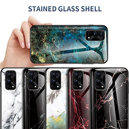 Grandcaser Case for Realme 7 Pro Ultra-Thin TPU Bumper Marble Polished Granite Pattern Glass Case Never Fade Protective Cover for Realme 7 Pro 6.4" -Flying Pigeon