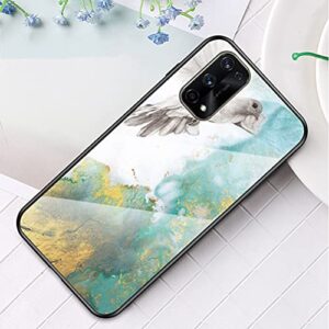 Grandcaser Case for Realme 7 Pro Ultra-Thin TPU Bumper Marble Polished Granite Pattern Glass Case Never Fade Protective Cover for Realme 7 Pro 6.4" -Flying Pigeon