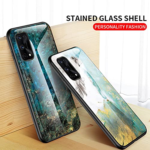 Grandcaser Case for Realme 7 Pro Ultra-Thin TPU Bumper Marble Polished Granite Pattern Glass Case Never Fade Protective Cover for Realme 7 Pro 6.4" -Black