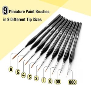 Mr. Pen- Miniature Paint Brushes, 9 Pcs, Detail Paint Brush Set, Fine Paint Brush, Fine Detail Paint Brush Set, Detail Paint Brushes, Model Paint Brushes, Detail Brush Set, Mini Paint Brushes