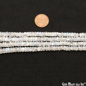 GemMartUSA Loose Gemstone 1 Strand Rainbow Moonstone Faceted Rondelle Beads, 3-4mm Micro Faceted Beds Strand, 13 inch Length AAA Quality, Blue Luster, GemMart USA (RLRM-70002)