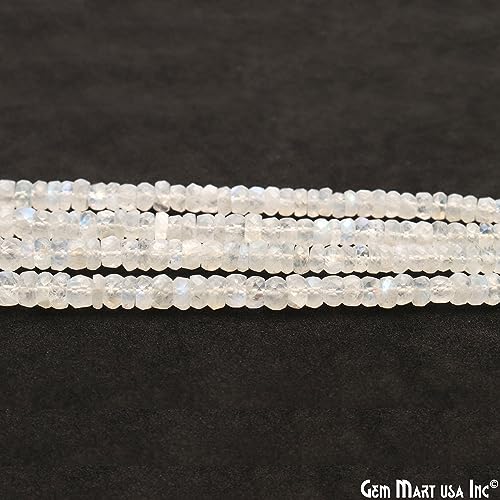 GemMartUSA Loose Gemstone 1 Strand Rainbow Moonstone Faceted Rondelle Beads, 3-4mm Micro Faceted Beds Strand, 13 inch Length AAA Quality, Blue Luster, GemMart USA (RLRM-70002)