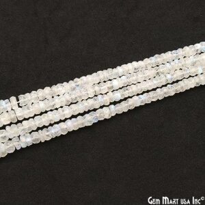 GemMartUSA Loose Gemstone 1 Strand Rainbow Moonstone Faceted Rondelle Beads, 3-4mm Micro Faceted Beds Strand, 13 inch Length AAA Quality, Blue Luster, GemMart USA (RLRM-70002)