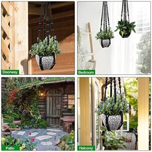 Macrame Plant Hanger for 5 to 10 Inch Plant Pots, Set of 2 Indoor Handmade 35 Inch Woven Rope Hanger Kits with Hooks and Wood Beads, Hanging Planter Basket Holder for Boho Home Decor (Black, 2 Pack)