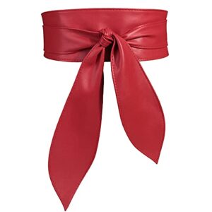 earnda womens fashion obi belt wrap wide cinch for dress solid color belts red large