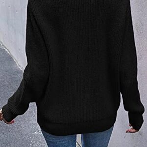 Eurivicy Women's Long Sleeve V Neck Pullover Tops Oversized Chunky Knitted Loose Jumper Sweaters Black