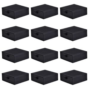 12 pack set cardboard drawer display jewelry boxes, driew 3.5x3.5 1.4inch black gift boxes thick paper box bulk jewelry gift packaging gift case sponge insert and lids small kraft paper box for rings pendants earrings necklaces