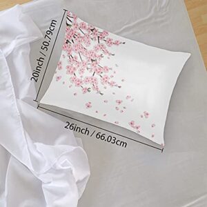 Cute Flower Satin Pillowcase for Hair and Skin Japanese Flower Cherry Blossoms Silk Pillowcase Soft Satin Cooling Pillow Covers No Zipper with Envelope Closure Standard Size(20 × 26inch 1 pcs)