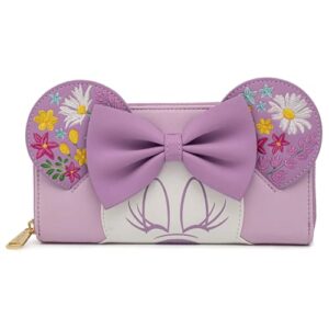 loungefly disney minnie mouse floral zip-around wallet