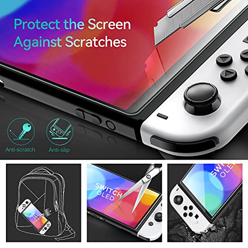 ivoler [4 Pack Tempered Glass Screen Protector Designed for Nintendo Switch OLED Model 2021&2023 with [Alignment Frame] Transparent HD Clear[Updated Version] Screen Protector for Switch OLED 7''