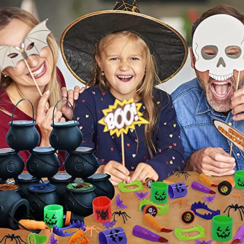 ATFUNSHOP 240 PCS Halloween Party Favors 30 Pack Prefilled Small Plastic Witch Cauldron Halloween Toys in Bulk Halloween Prizes Gifts Miniatures for Kids Trick or Treat