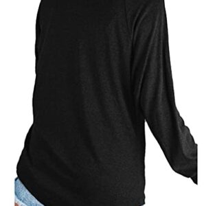 Black Shirts for Women Long Sleeve Crew Neck Loose Fit Tops XL