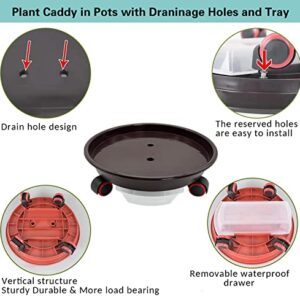 GROW-GREEN 2-Pack Wheel Caddy Tray Plant Pots Stand 30cm with Moving Wheels (Coffee)