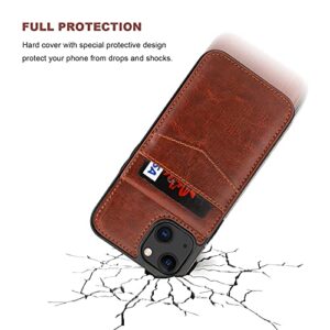 KIHUWEY Compatible with iPhone 13 Mini Case Wallet with Credit Card Holder, Premium Leather Magnetic Clasp Kickstand Heavy Duty Protective Cover for iPhone 13 Mini 5.4 Inch(Brown)