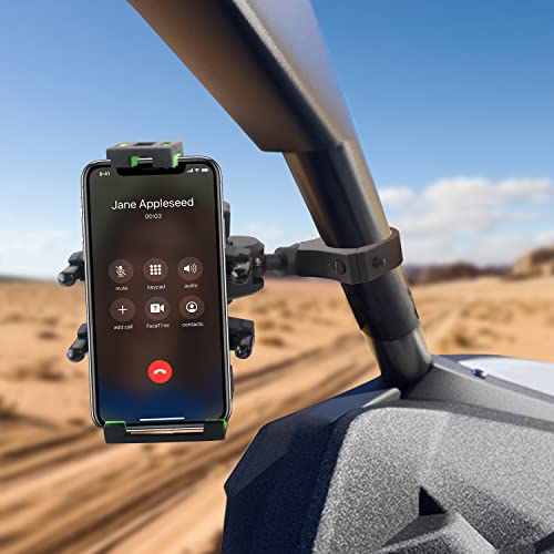 BIZOCO UTV 360°Adjustable Phone Mount, Mobile Phone Holder with high-Density Metal Security Lock Device, Suitable for 1.75"-2" Roll Bar UTV, Polaris RZR 900 1000 XP/Can-am SXS Accessories