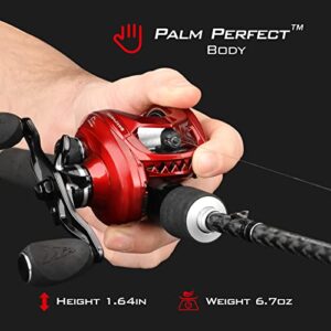 KastKing MegaJaws Baitcasting Reel,9.1:1 Gear Ratio,Left Handed Fishing Reel,New Compact Design,Predator Red