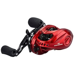 KastKing MegaJaws Baitcasting Reel,9.1:1 Gear Ratio,Right Handed Fishing Reel,New Compact Design,Predator Red