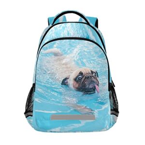 alaza happy cute pug dog backpacks travel laptop daypack school book bag for men women teens kids one-size