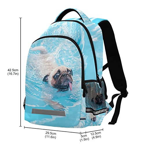 ALAZA Happy Cute Pug Dog Backpacks Travel Laptop Daypack School Book Bag for Men Women Teens Kids one-size