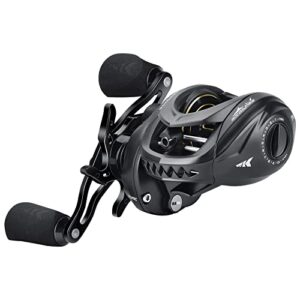 KastKing MegaJaws Elite Baitcasting Reels, Patented AMB System Eliminating Backlashes, Flipping Switch Function, 6.4oz Aluminum Frame Fishing Reel with Carbon Fiber Side Covers