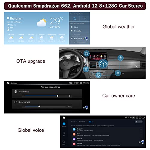 Road Top Newest Android 12 Car Stereo 10.25" Car Touch Screen for Mercedes Benz GLK Class X204 2009-2015 Year, 8+128G, Support Wireless Carplay, Global Weather,OTA Upgrade,Voice Control