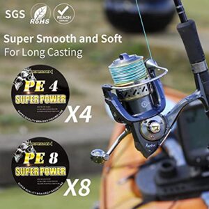 GPCPROLINE Braided Fishing Line PE 4 8 - Abrasion Resistant - Fade Resistant - Cast Longer - Thinner & Smooth - Camo Blue, Camo Green, Green - 10LB/15LB/20LB/30LB/50LB/80LB/100LB for Saltwater Fishing