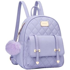 kkxiu women small backpack purse synthetic leather quilted mini daypack fashion bookbag for ladies (purple)