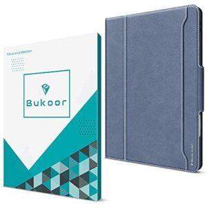 BuKoor iPad Pro 12.9 inch 2022/2021/2020/2018 Case Generation with Apple Pencil Holder PU Leather Folio Smart Stand Magnetic Clasp Shockproof Cover for iPad Pro 12.9 6th/5th/4th/3rd(Dull Blue)