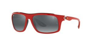 ray-ban rb4364m scuderia ferrari collection aviator sunglasses, red/grey mirrored silver gradient, 61 mm