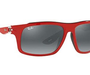 Ray-Ban RB4364M Scuderia Ferrari Collection Aviator Sunglasses, Red/Grey Mirrored Silver Gradient, 61 mm