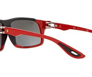 Ray-Ban RB4364M Scuderia Ferrari Collection Aviator Sunglasses, Red/Grey Mirrored Silver Gradient, 61 mm